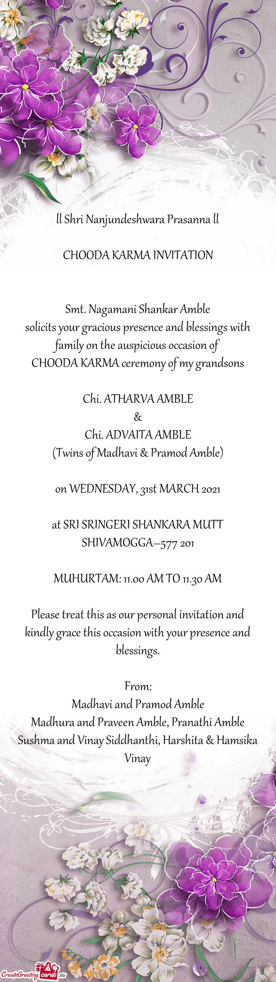 CHOODA KARMA ceremony of my grandsons