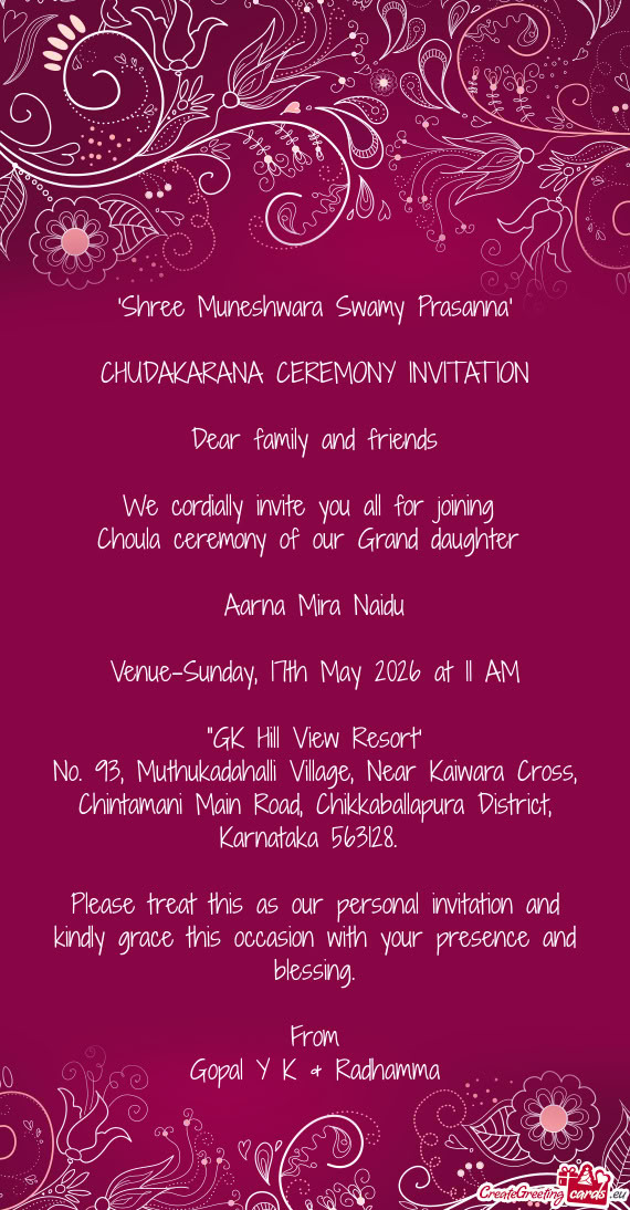 Choula ceremony of our Grand daughter