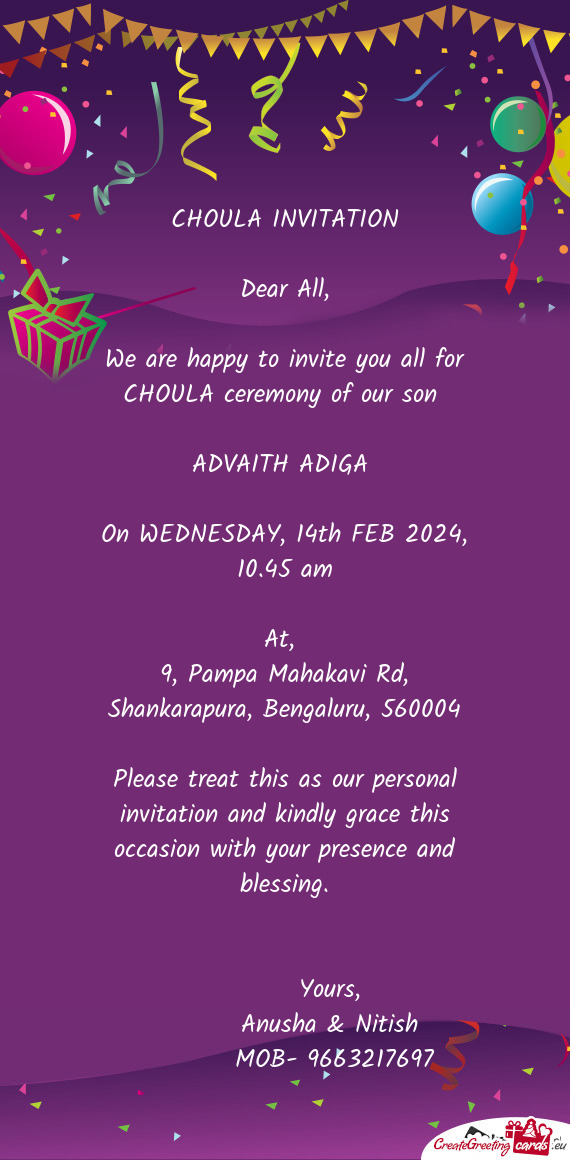CHOULA INVITATION