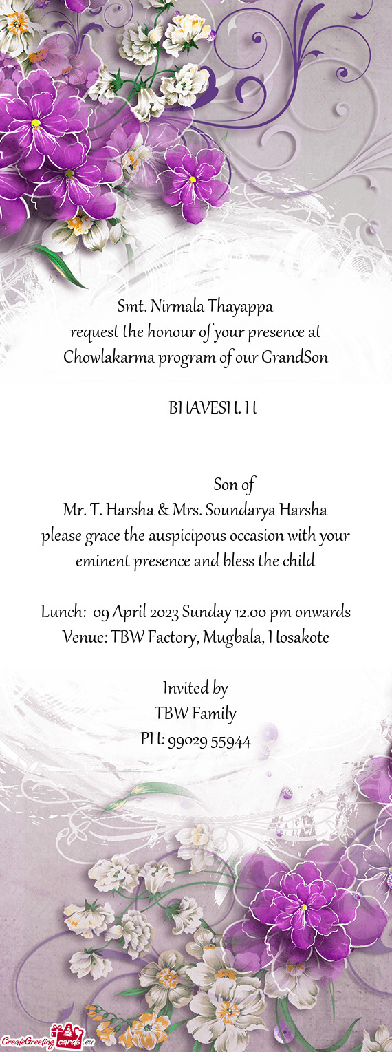 Chowlakarma program of our GrandSon
