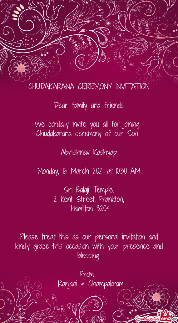 Chudakarana ceremony of our Son