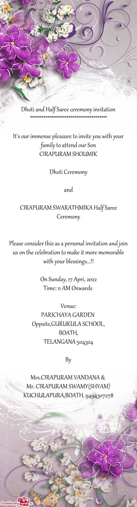 CIRAPURAM SWARATHMIKA Half Saree Ceremony