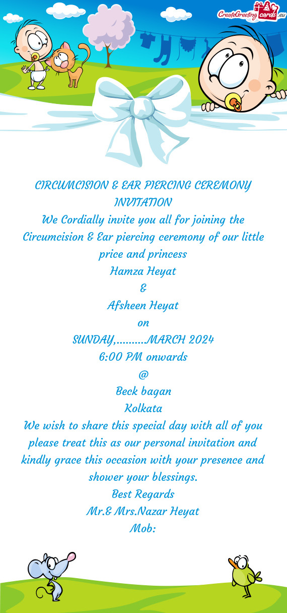 CIRCUMCISION & EAR PIERCING CEREMONY INVITATION