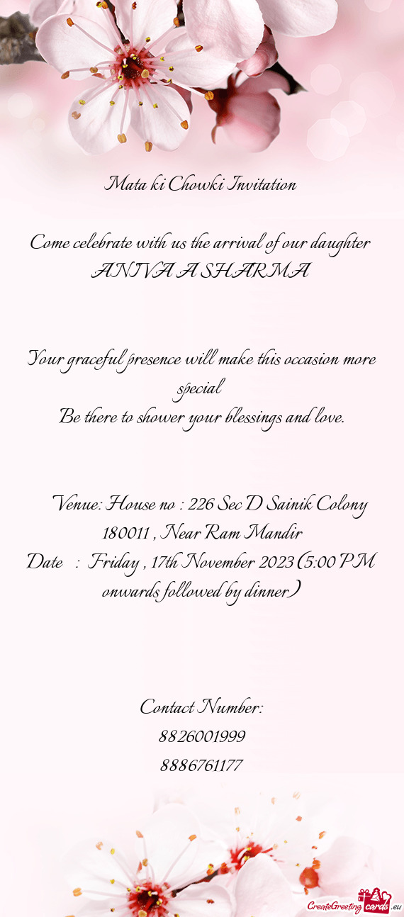 Come celebrate with us the arrival of our daughter ANIVA A SHARMA