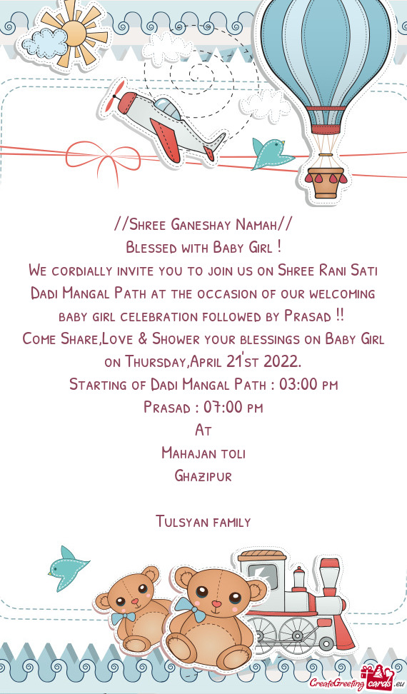 Come Share,Love & Shower your blessings on Baby Girl