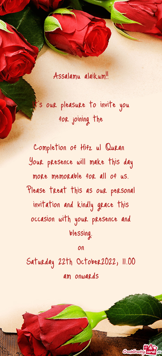 Completion of Hifz ul Quran