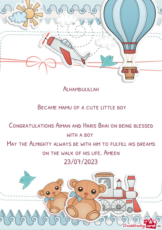 Congratulations Aiman and Haris Bhai on being blessed with a boy