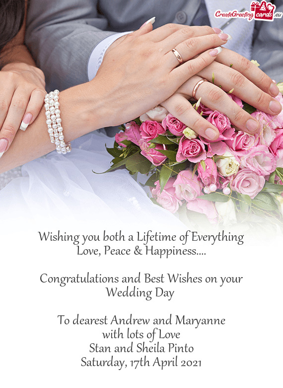 Congratulations and Best Wishes on your Wedding Day