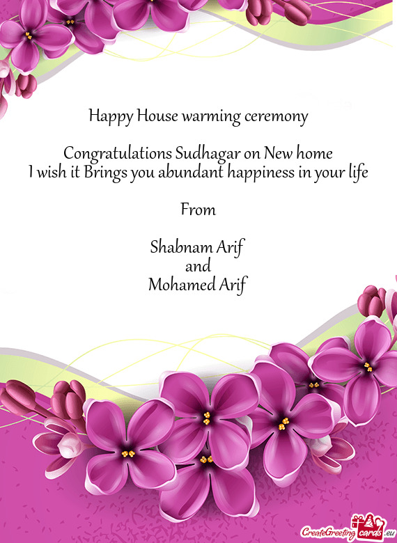Congratulations Sudhagar on New home