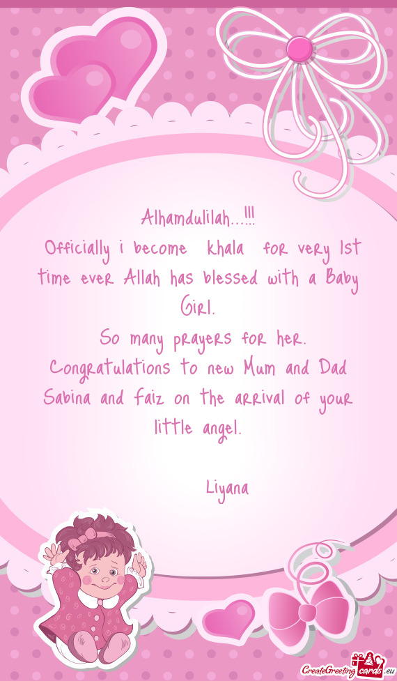Congratulations to new Mum and Dad Sabina and Faiz on the arrival of your little angel