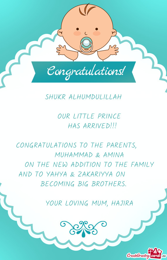 CONGRATULATIONS TO THE PARENTS