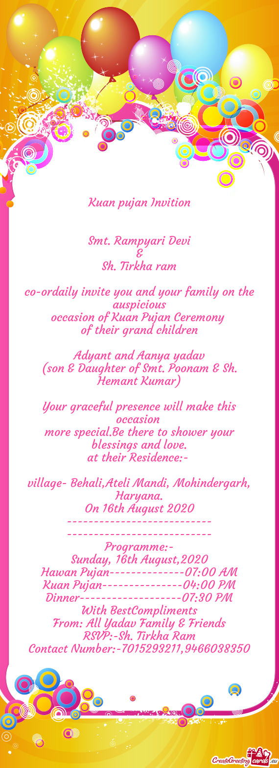Co-ordaily invite you and your family on the auspicious
