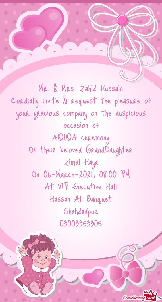 Cordially invite & request the pleasure of your gracious company on the auspicious occasion of