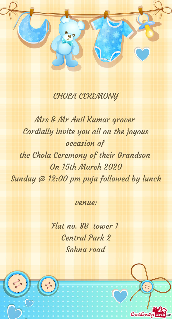 Cordially invite you all on the joyous occasion of