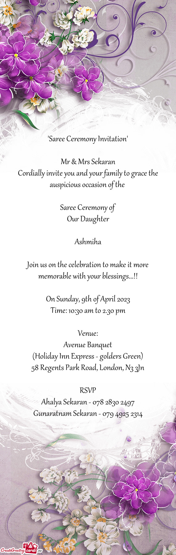 Cordially invite you and your family to grace the auspicious occasion of the