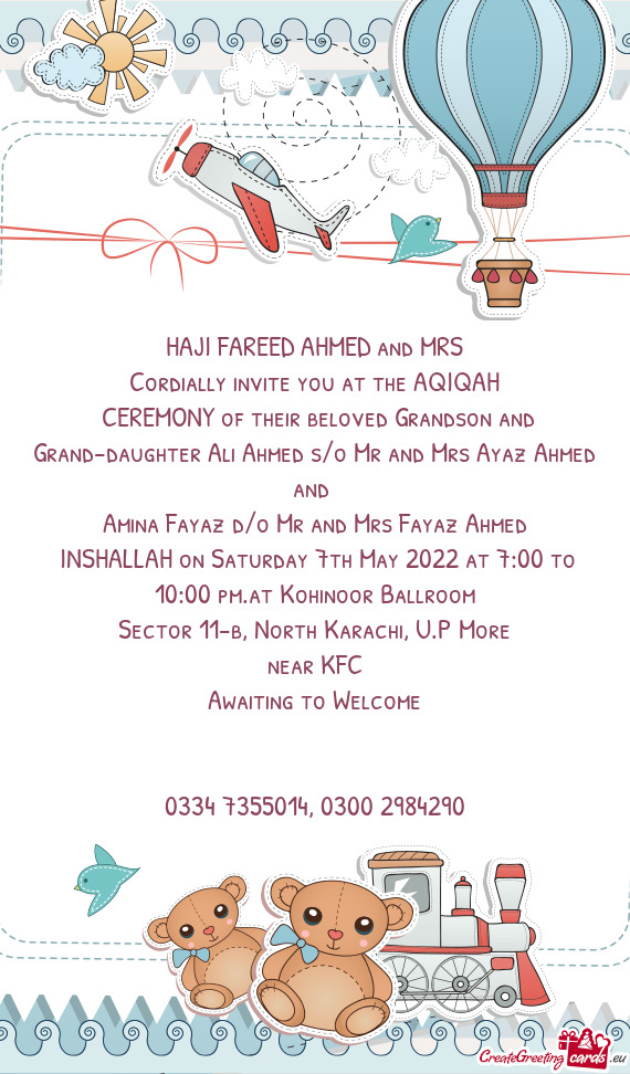 Cordially invite you at the AQIQAH