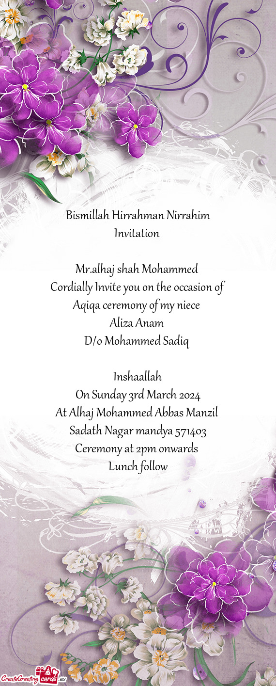 Cordially Invite you on the occasion of