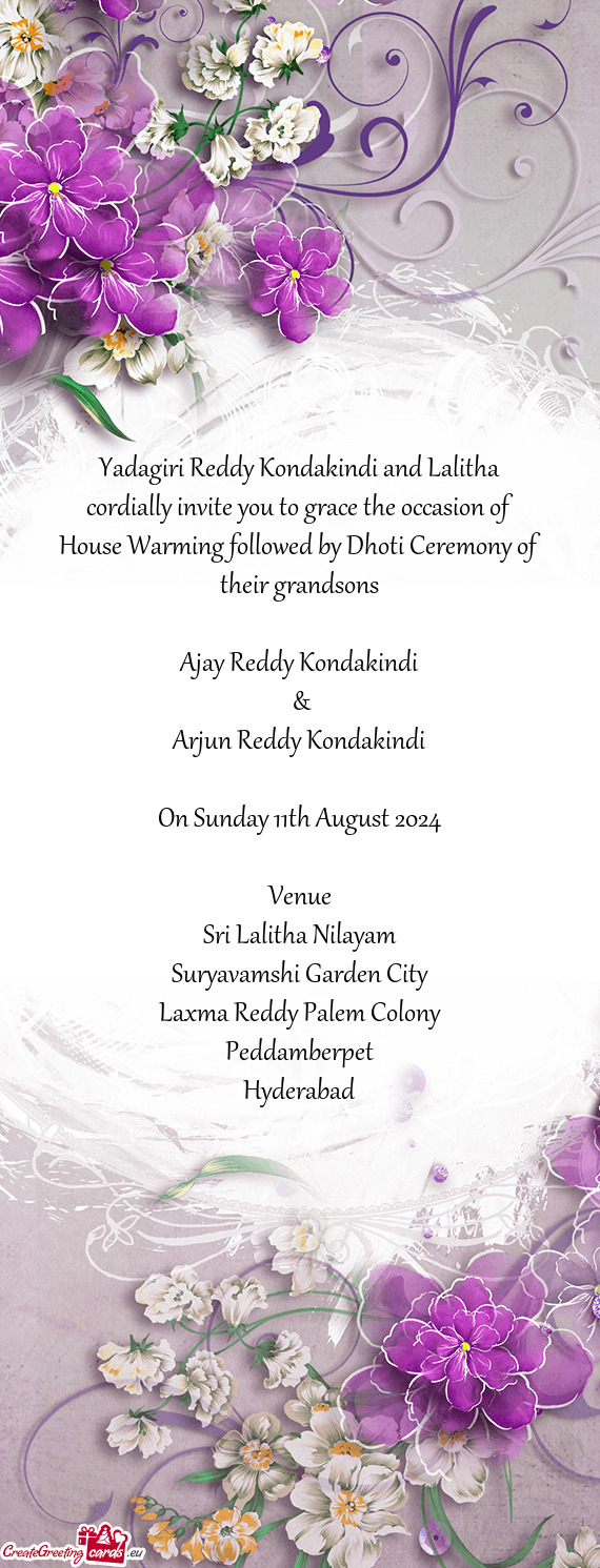 Cordially invite you to grace the occasion of