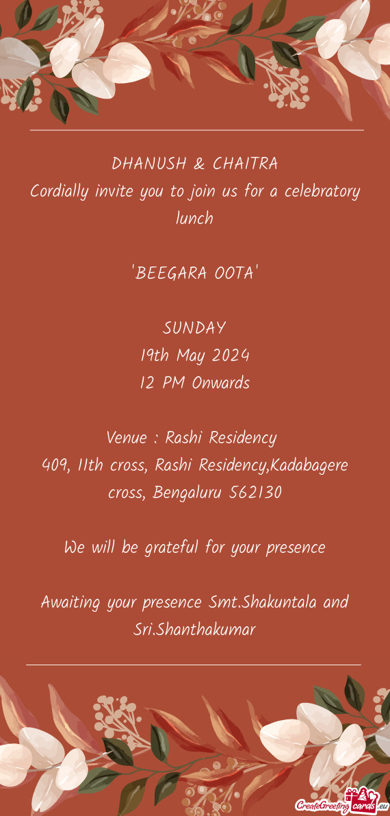 Cordially invite you to join us for a celebratory lunch