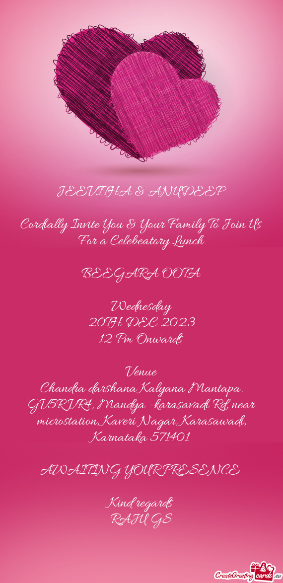 Cordially Invite You & Your Family To Join Us For a Celebeatory Lunch