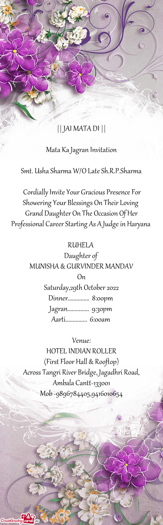 Cordially Invite Your Gracious Presence For Showering Your Blessings On Their Loving