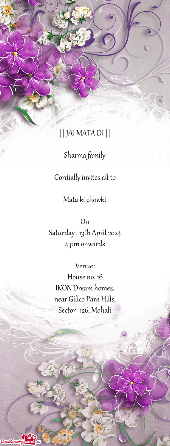 Cordially invites all to