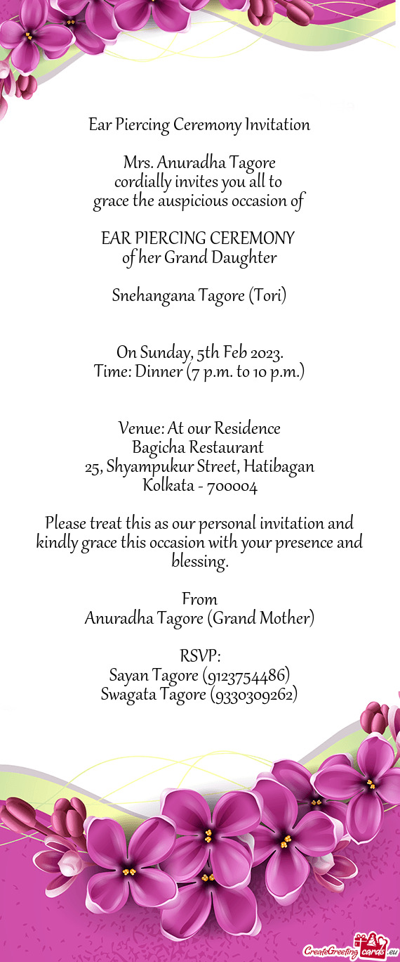 Cordially invites you all to