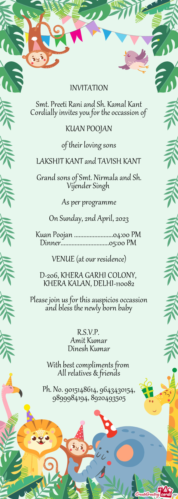 Cordially invites you for the occassion of