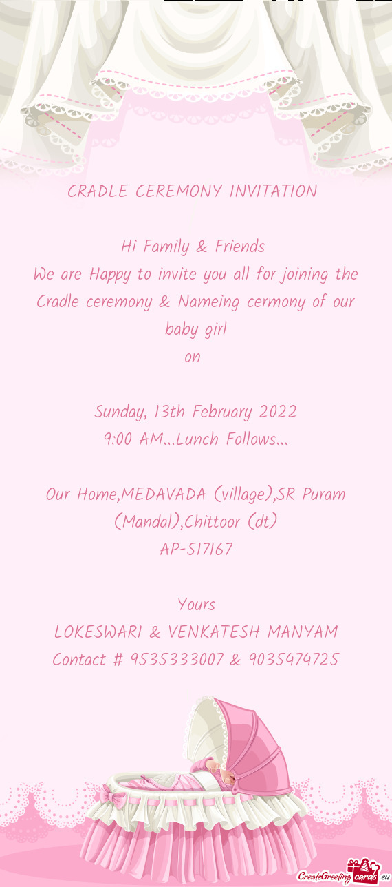 Cradle ceremony & Nameing cermony of our baby girl