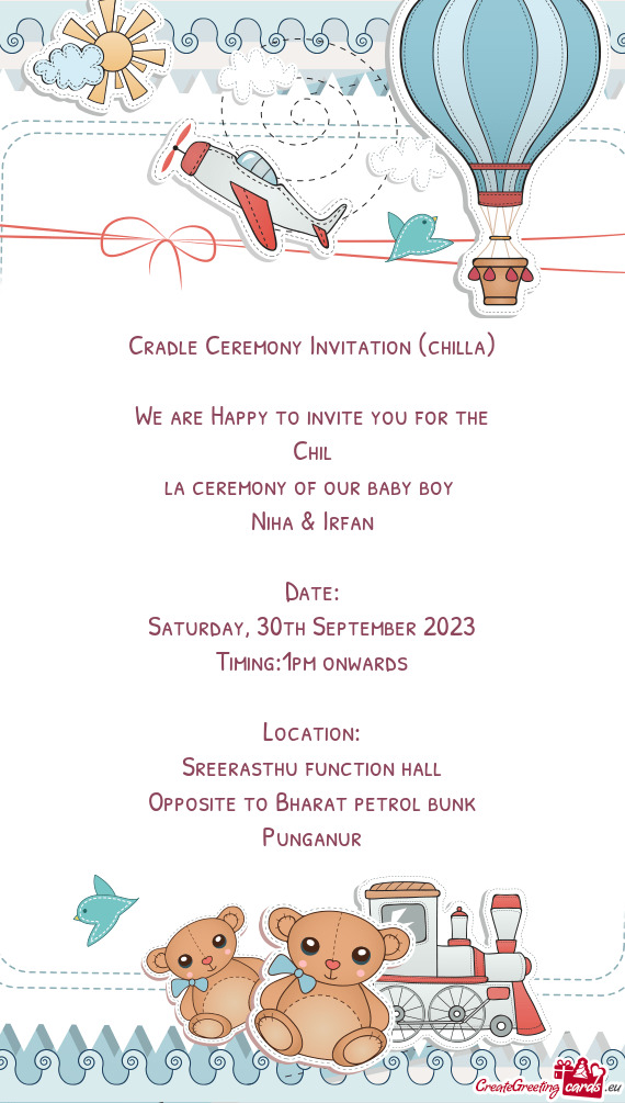 Cradle Ceremony Invitation (chilla)