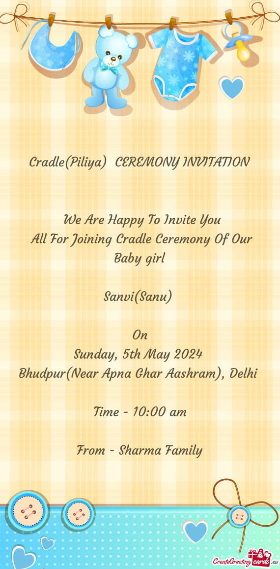 Cradle(Piliya) CEREMONY INVITATION