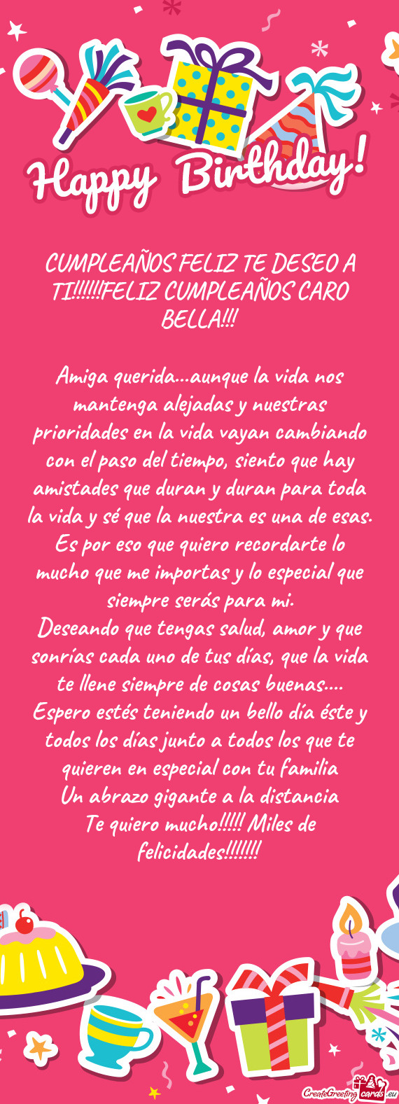 CUMPLEAÑOS FELIZ TE DESEO A TI!!!!!!FELIZ CUMPLEAÑOS CARO BELLA