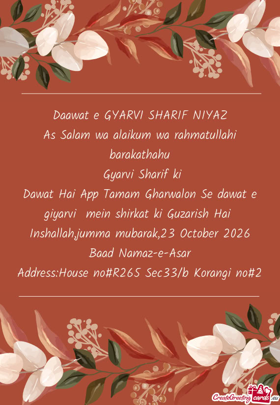 Daawat e GYARVI SHARIF NIYAZ