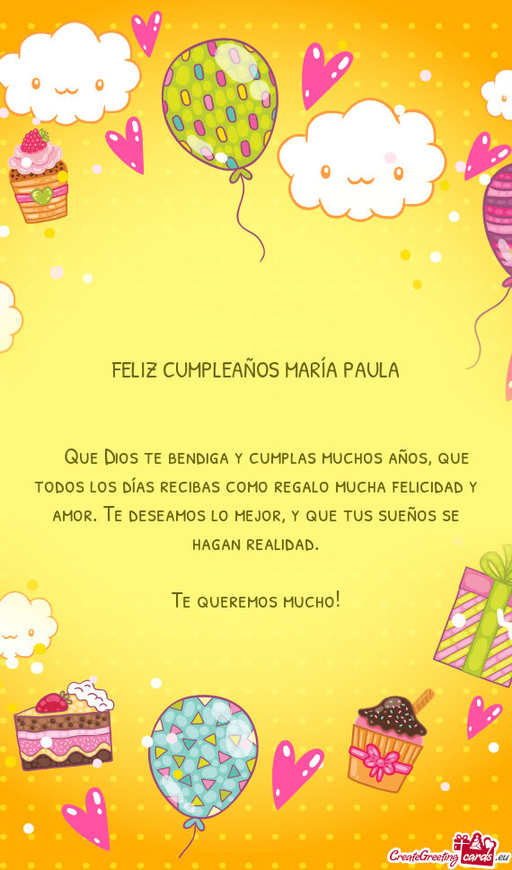 Dad y amor. Te deseamos lo mejor, y que tus sueños se hagan realidad