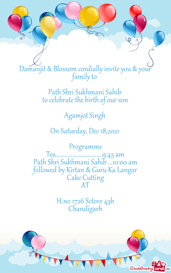Damanjit & Blossom cordially invite you & your family to