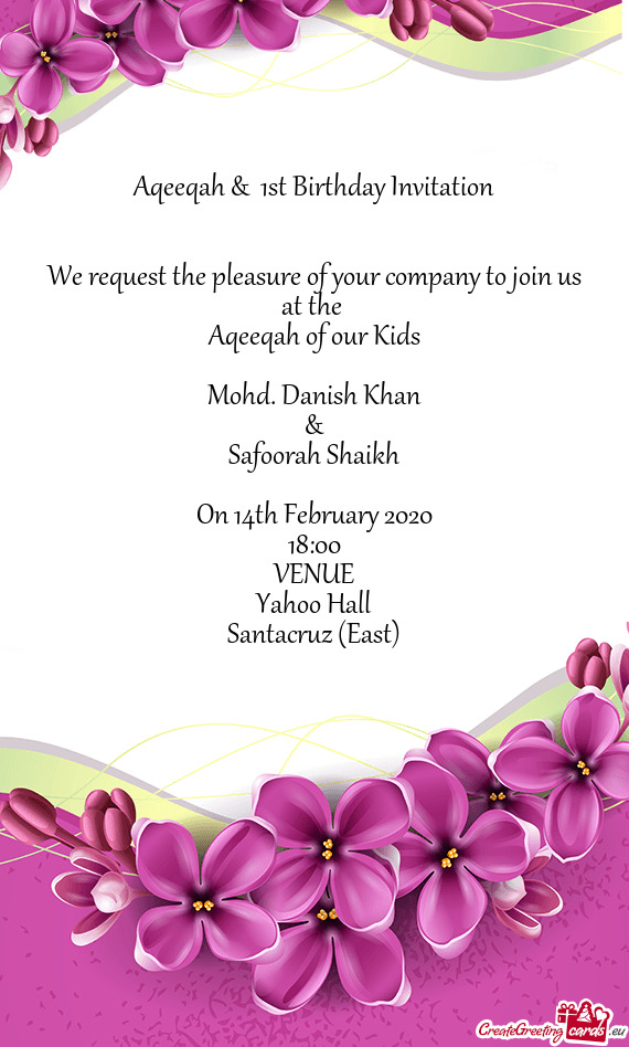Danish Khan
 &
 Safoorah Shaikh
 
 On 14th February 2020
 18
