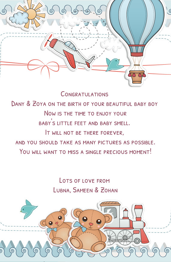 Dany & Zoya on the birth of your beautiful baby boy