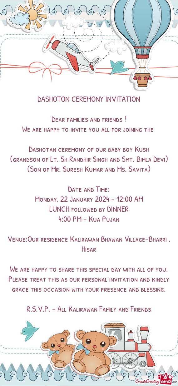 Dashotan ceremony of our baby boy Kush