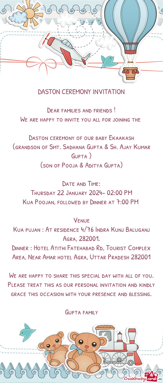 Daston ceremony of our baby Ekaakash