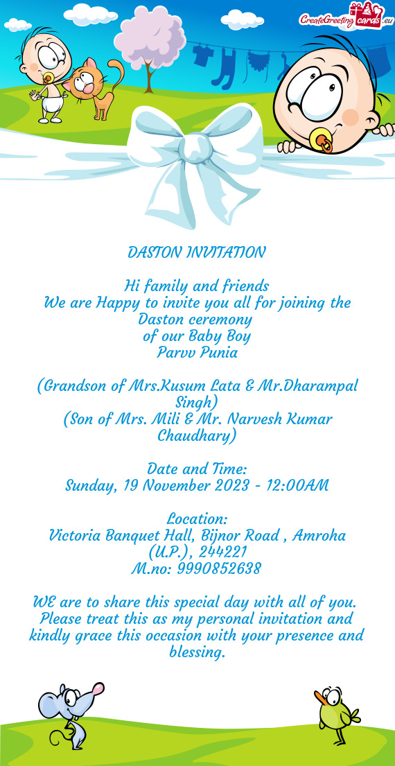 DASTON INVITATION Hi family and friends We are Happy to invite you all for joining the Daston ce