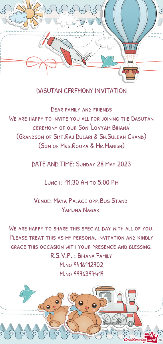DASUTAN CEREMONY INVITATION