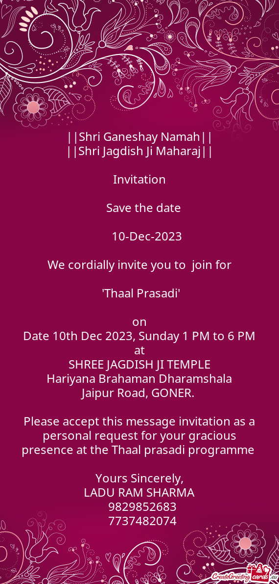 Date 10th Dec 2023, Sunday 1 PM to 6 PM