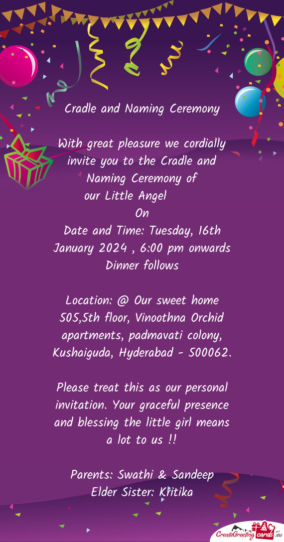 Date and Time: Tuesday, 16th January 2024 , 6:00 pm onwards Dinner follows
