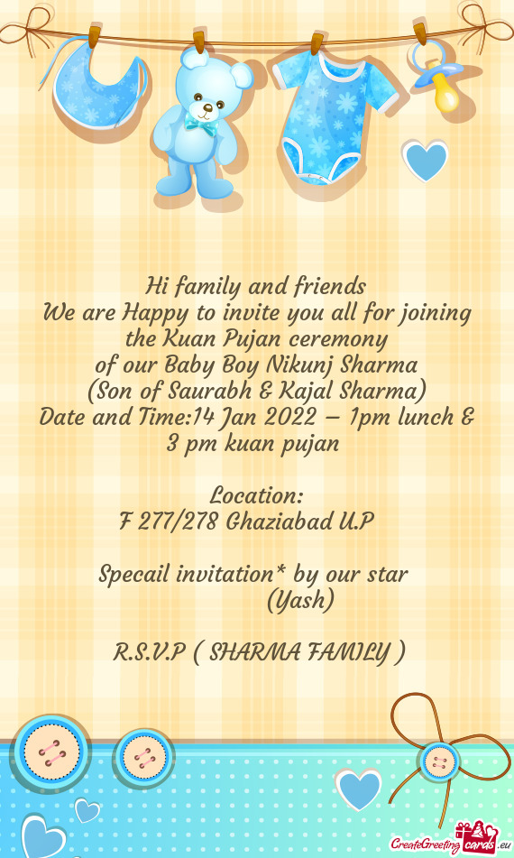 Date and Time:14 Jan 2022 – 1pm lunch & 3 pm kuan pujan