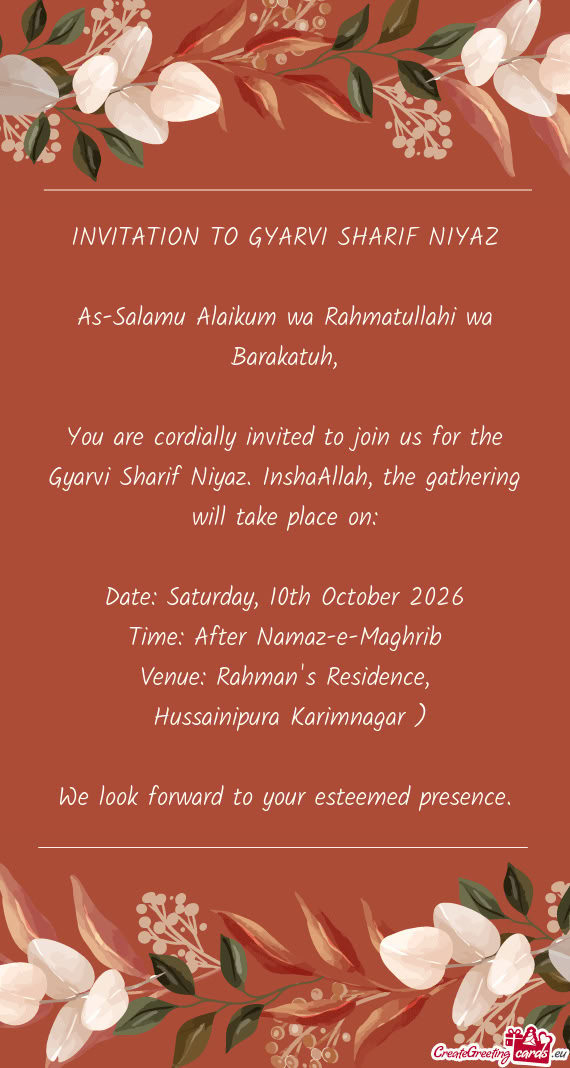 Date: Saturday, 10th October 2026