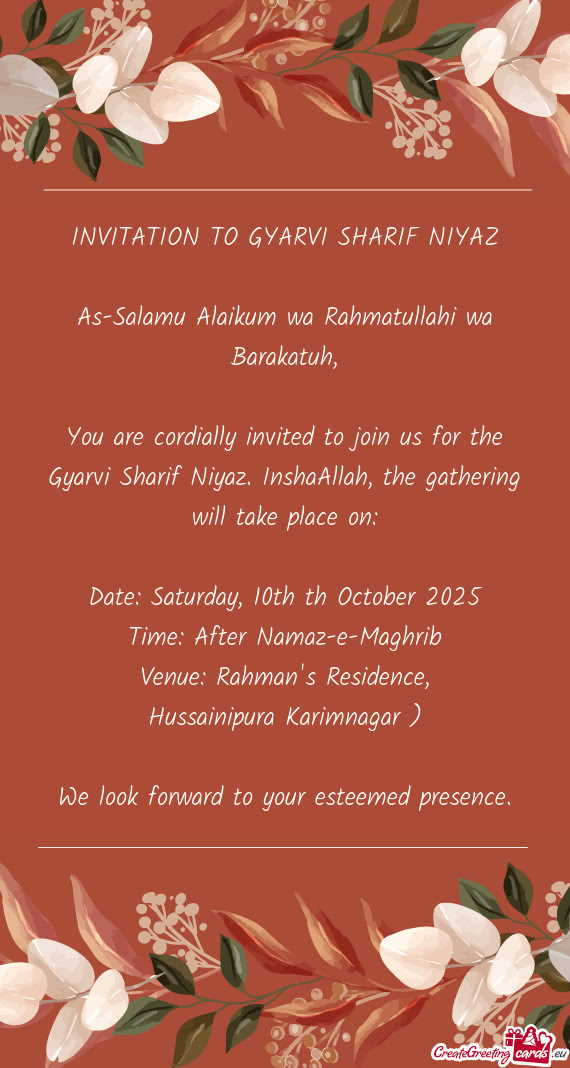 Date: Saturday, 10th th October 2025