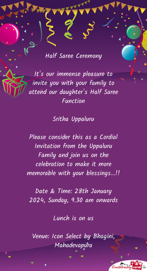 Date & Time: 28th January 2024, Sunday, 9.30 am onwards