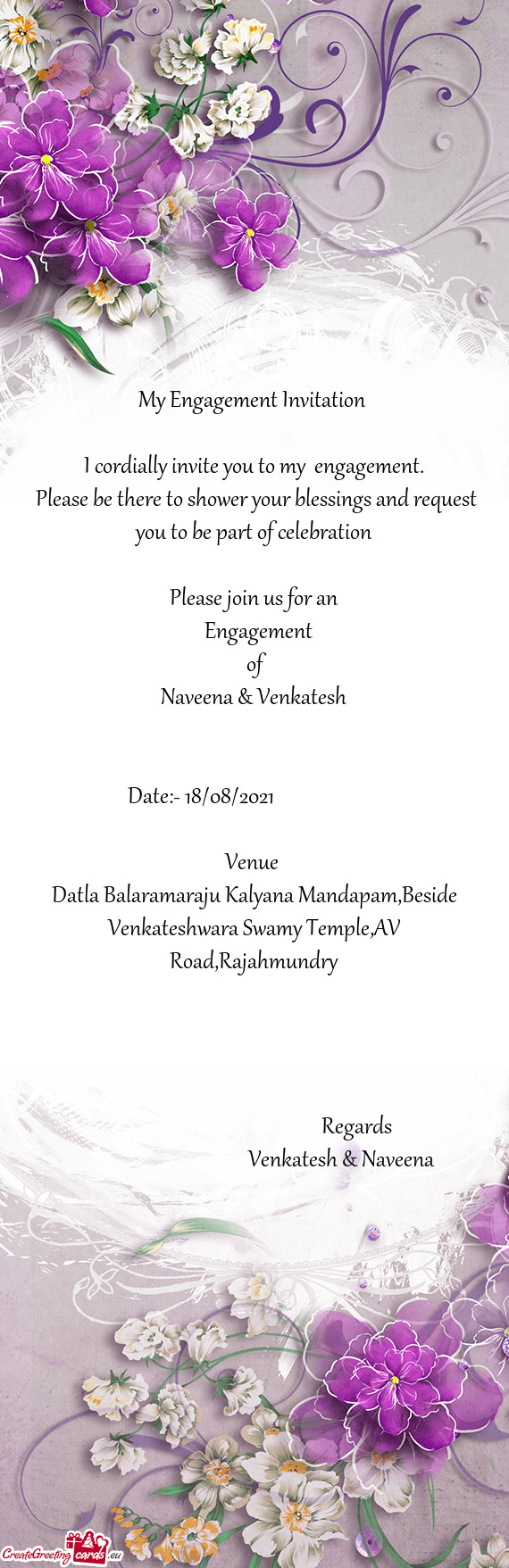 Datla Balaramaraju Kalyana Mandapam,Beside Venkateshwara Swamy Temple,AV Road,Rajahmundry