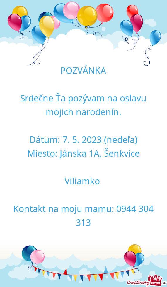 Dátum: 7. 5. 2023 (nedeľa)