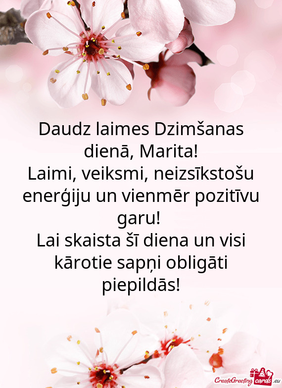 Daudz laimes Dzimšanas dienā, Marita